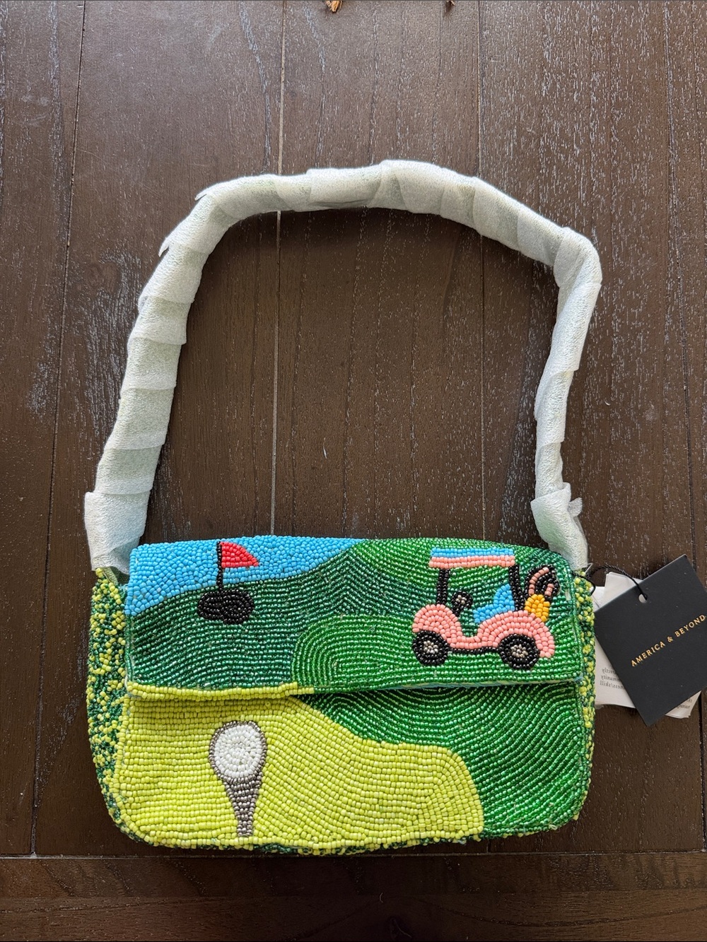 Beaded Golf Cart Shoulder Bag - Green